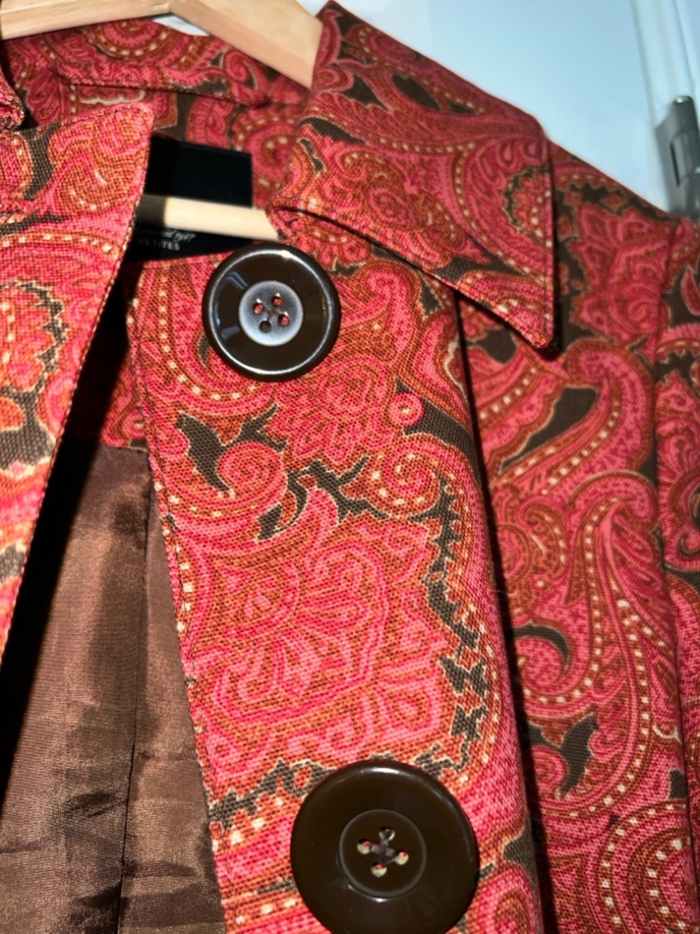 Talbots Red Paisley-Print Peacoat - Picture 5 of 12